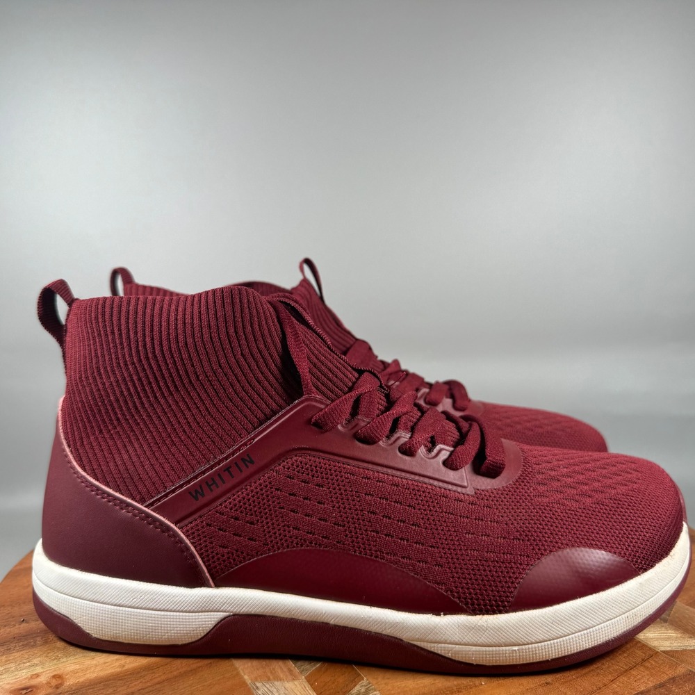 Whitin S23 Womens 41 Burgundy Red Knit Barefoot High Top Sneakers Zero Drop